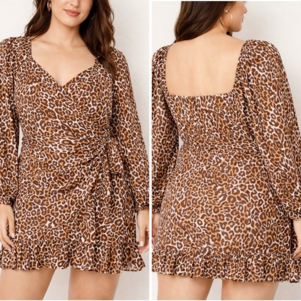 Lilly Pulitzer Lila My Favorite Spot Leopard Chocolate Wrap Style Mini Dress